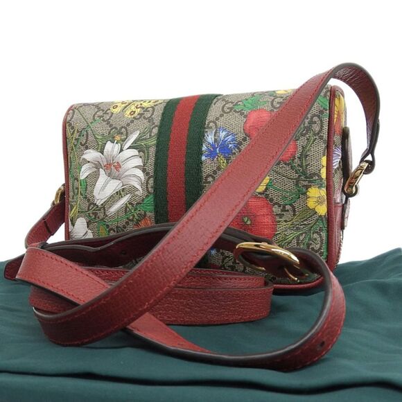 Gucci Ophidia GG Flora Shoulder Bag Mini Bag Beige Red - Picture 2 of 7